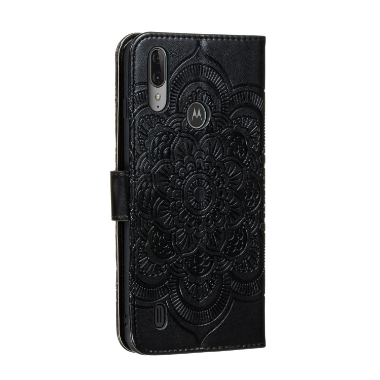 For Motorola Moto E6S 2020 Mandala Embossing Pattern Horizontal Flip Leather Case with Holder & Card Slots & Wallet & Photo Frame & Lanyard(Black)