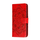 For Motorola Moto E6S 2020 Mandala Embossing Pattern Horizontal Flip Leather Case with Holder & Card Slots & Wallet & Photo Frame & Lanyard(Red)
