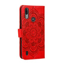 For Motorola Moto E6S 2020 Mandala Embossing Pattern Horizontal Flip Leather Case with Holder & Card Slots & Wallet & Photo Frame & Lanyard(Red)