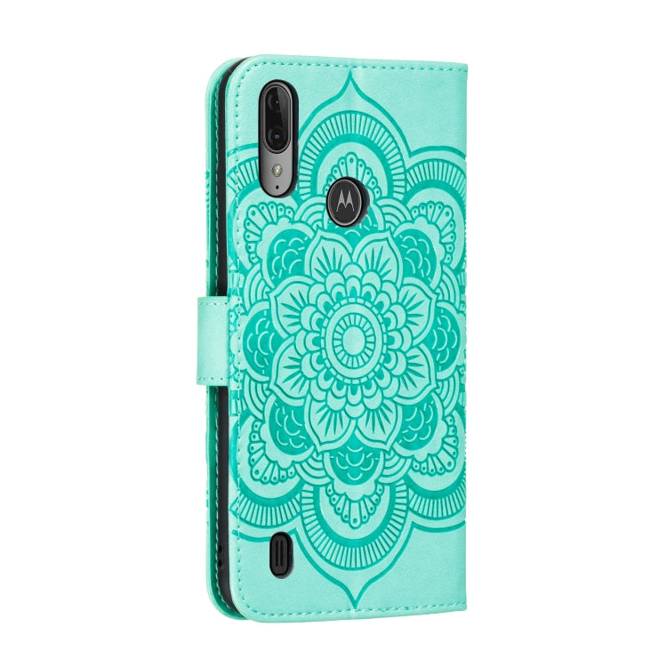 For Motorola Moto E6S 2020 Mandala Embossing Pattern Horizontal Flip Leather Case with Holder & Card Slots & Wallet & Photo Frame & Lanyard(Green)