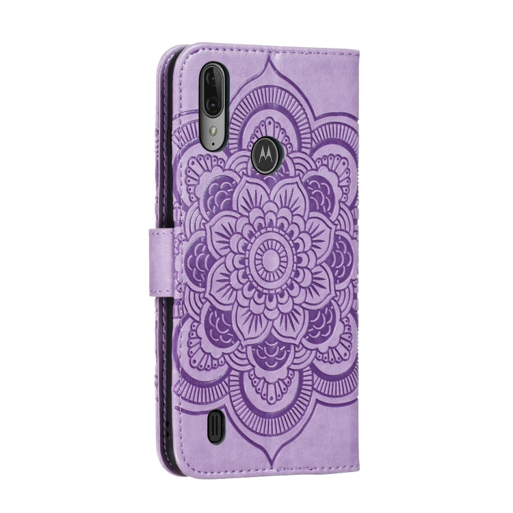 For Motorola Moto E6S 2020 Mandala Embossing Pattern Horizontal Flip Leather Case with Holder & Card Slots & Wallet & Photo Frame & Lanyard(Purple)