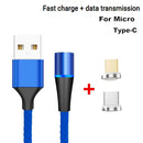 2 in 1 3A USB to Micro USB + USB-C / Type-C Fast Charging + 480Mbps Data Transmission Mobile Phone Magnetic Suction Fast Charging Data Cable, Cable Length: 2m(Blue)