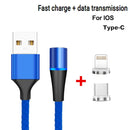 2 in 1 3A USB to 8 Pin + USB-C / Type-C Fast Charging + 480Mbps Data Transmission Mobile Phone Magnetic Suction Fast Charging Data Cable, Cable Length: 2m(Blue)
