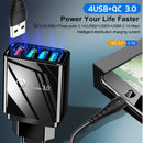 30W QC 3.0 USB + 3 USB 2.0 Ports Mobile Phone Tablet PC Universal Quick Charger Travel Charger, EU Plug(Black)