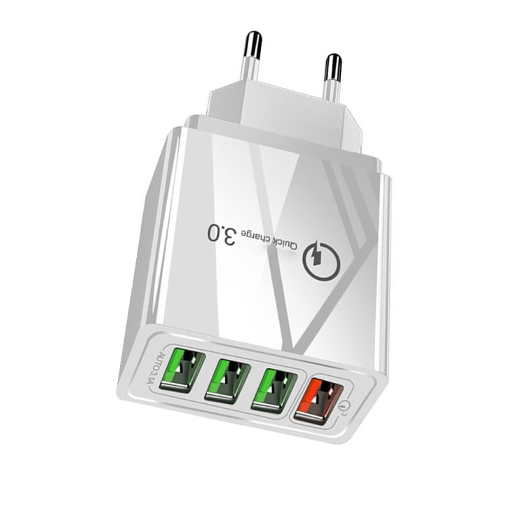 30W QC 3.0 USB + 3 USB 2.0 Ports Mobile Phone Tablet PC Universal Quick Charger Travel Charger, EU Plug(White)