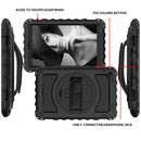 For Samsung Galaxy Tab A 10.1 2019 (T510 / T515) 360 Degree Rotation PC + Silicone Shockproof Combination Case with Holder & Hand Grip Strap & Neck Strap(Black)