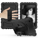 For Samsung Galaxy Tab A 10.1 2019 (T510 / T515) 360 Degree Rotation PC + Silicone Shockproof Combination Case with Holder & Hand Grip Strap & Neck Strap(Black)