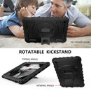 For Samsung Galaxy Tab A 10.1 2019 (T510 / T515) 360 Degree Rotation PC + Silicone Shockproof Combination Case with Holder & Hand Grip Strap & Neck Strap(Black)