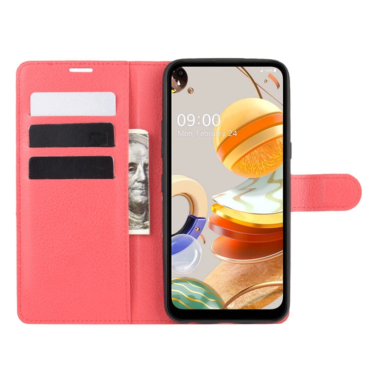 For LG K61 Litchi Texture Horizontal Flip Protective Case with Holder & Card Slots & Wallet(Red)