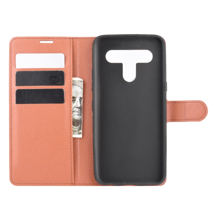 For LG K61 Litchi Texture Horizontal Flip Protective Case with Holder & Card Slots & Wallet(Brown)