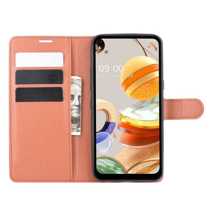 For LG K61 Litchi Texture Horizontal Flip Protective Case with Holder & Card Slots & Wallet(Brown)