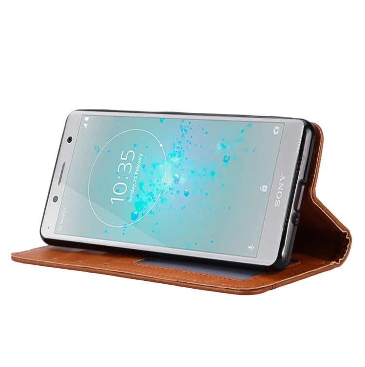 Knead Skin Texture Horizontal Flip Leather Case for Sony Xperia XZ2 Compact, with Photo Frame & Holder & Card Slots & Wallet(Black)