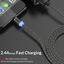 USB to Micro USB Magnetic Metal Connector Nylon Two-color Braided Magnetic Data Cable, Cable Length: 1m(Black)