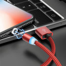 USB to Micro USB Magnetic Metal Connector Nylon Two-color Braided Magnetic Data Cable, Cable Length: 1m(Red)