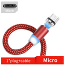 USB to Micro USB Magnetic Metal Connector Nylon Two-color Braided Magnetic Data Cable, Cable Length: 1m(Red)