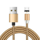 USB to Micro USB Magnetic Metal Connector Nylon Two-color Braided Magnetic Data Cable, Cable Length: 1m(Gold)