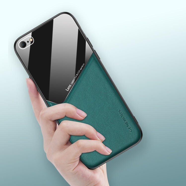 For iPhone 6/6S All-inclusive Leather + Organic Glass Phone Case With Metal Iron Sheet(Orange)