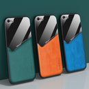 For iPhone 6/6S All-inclusive Leather + Organic Glass Phone Case With Metal Iron Sheet(Orange)