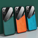 For iPhone X/XS All-inclusive Leather + Organic Glass Phone Case With Metal Iron Sheet(Red)