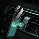 For iPhone X/XS All-inclusive Leather + Organic Glass Phone Case With Metal Iron Sheet(Orange)