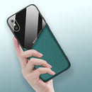 For iPhone X/XS All-inclusive Leather + Organic Glass Phone Case With Metal Iron Sheet(Orange)