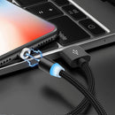 2 in 1 USB to Micro USB + Type-C / USB-C Magnetic Metal Joint Nylon Braided Charging Cable, Length: 2m(Black)