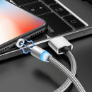 3 in 1 USB to 8 Pin + Type-C/USB-C + Micro USB Magnetic Metal Interface Nylon Braided Charging Cable, Length: 1m(Silvery)