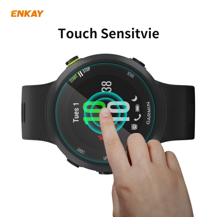 For Garmin Forerunner 45 / 45S 2 PCS ENKAY Hat-Prince 0.2mm 9H 2.15D Curved Edge Tempered Glass Screen Protector Watch Film