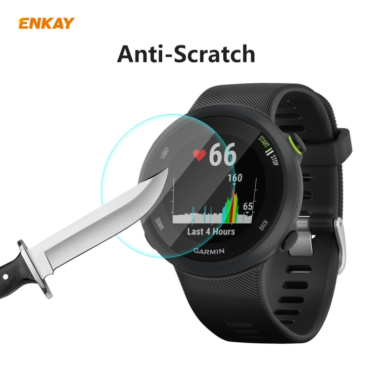 For Garmin Forerunner 45 / 45S 2 PCS ENKAY Hat-Prince 0.2mm 9H 2.15D Curved Edge Tempered Glass Screen Protector Watch Film
