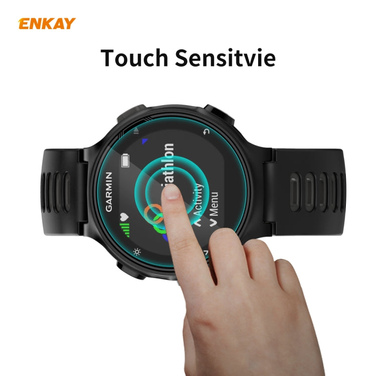 For Garmin Forerunner 735 / 735XT 2 PCS ENKAY Hat-Prince 0.2mm 9H 2.15D Curved Edge Tempered Glass Screen Protector Watch Film