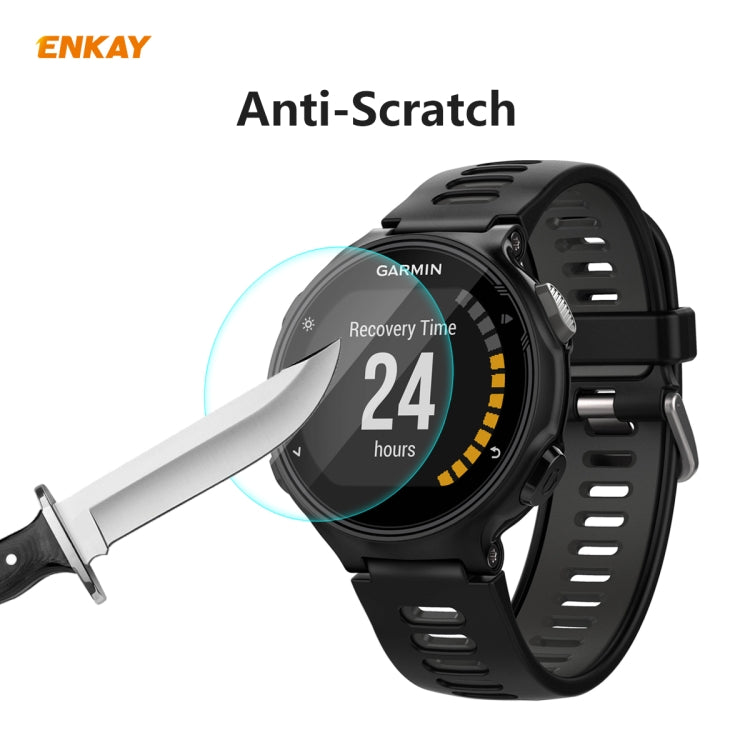 For Garmin Forerunner 735 / 735XT 2 PCS ENKAY Hat-Prince 0.2mm 9H 2.15D Curved Edge Tempered Glass Screen Protector Watch Film