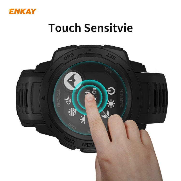 For Garmin Instinct Tactical 2 PCS ENKAY Hat-Prince 0.2mm 9H 2.15D Curved Edge Tempered Glass Screen Protector Watch Film