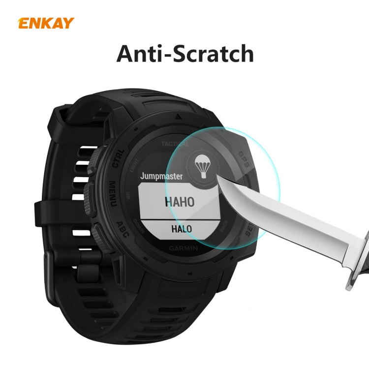 For Garmin Instinct Tactical 2 PCS ENKAY Hat-Prince 0.2mm 9H 2.15D Curved Edge Tempered Glass Screen Protector Watch Film