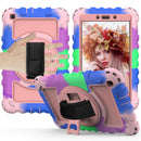For Samsung Galaxy Tab A 8.0 2019 T290 / T295 360 Degree Rotation PC + Silicone Shockproof Combination Case with Holder & Hand Grip Strap & Neck Strap(Colorful+Rose Gold)(Colorful+Rose Gold)