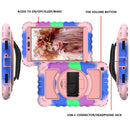 For Samsung Galaxy Tab A 8.0 2019 T290 / T295 360 Degree Rotation PC + Silicone Shockproof Combination Case with Holder & Hand Grip Strap & Neck Strap(Colorful+Rose Gold)(Colorful+Rose Gold)