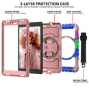For Samsung Galaxy Tab A 8.0 2019 T290 / T295 360 Degree Rotation PC + Silicone Shockproof Combination Case with Holder & Hand Grip Strap & Neck Strap(Colorful+Rose Gold)(Colorful+Rose Gold)