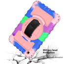 For Samsung Galaxy Tab A 8.0 2019 T290 / T295 360 Degree Rotation PC + Silicone Shockproof Combination Case with Holder & Hand Grip Strap & Neck Strap(Colorful+Rose Gold)(Colorful+Rose Gold)