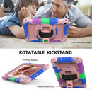 For Samsung Galaxy Tab A 8.0 2019 T290 / T295 360 Degree Rotation PC + Silicone Shockproof Combination Case with Holder & Hand Grip Strap & Neck Strap(Colorful+Rose Gold)(Colorful+Rose Gold)