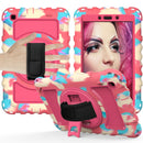 For Samsung Galaxy Tab A 8.0 2019 T290 / T295 360 Degree Rotation PC + Silicone Shockproof Combination Case with Holder & Hand Grip Strap & Neck Strap(Colorful+Hot Pink)(Colorful+Hot Pink)