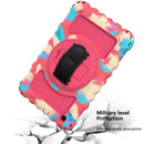 For Samsung Galaxy Tab A 8.0 2019 T290 / T295 360 Degree Rotation PC + Silicone Shockproof Combination Case with Holder & Hand Grip Strap & Neck Strap(Colorful+Hot Pink)(Colorful+Hot Pink)
