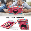 For Samsung Galaxy Tab A 8.0 2019 T290 / T295 360 Degree Rotation PC + Silicone Shockproof Combination Case with Holder & Hand Grip Strap & Neck Strap(Colorful+Hot Pink)(Colorful+Hot Pink)
