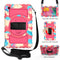 For Samsung Galaxy Tab A 8.0 2019 T290 / T295 360 Degree Rotation PC + Silicone Shockproof Combination Case with Holder & Hand Grip Strap & Neck Strap(Colorful+Hot Pink)(Colorful+Hot Pink)