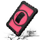 For Samsung Galaxy Tab A 8.0 2019 T290 / T295 360 Degree Rotation PC + Silicone Shockproof Combination Case with Holder & Hand Grip Strap & Neck Strap(Black+Hot Pink)(Black+Hot Pink)
