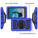 For Samsung Galaxy Tab A 8.0 2019 T290 / T295 360 Degree Rotation PC + Silicone Shockproof Combination Case with Holder & Hand Grip Strap & Neck Strap(Blue)