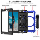 For Samsung Galaxy Tab A 8.0 2019 T290 / T295 360 Degree Rotation PC + Silicone Shockproof Combination Case with Holder & Hand Grip Strap & Neck Strap(Blue)
