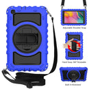 For Samsung Galaxy Tab A 8.0 2019 T290 / T295 360 Degree Rotation PC + Silicone Shockproof Combination Case with Holder & Hand Grip Strap & Neck Strap(Blue)