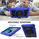For Samsung Galaxy Tab A 8.0 2019 T290 / T295 360 Degree Rotation PC + Silicone Shockproof Combination Case with Holder & Hand Grip Strap & Neck Strap(Blue)