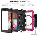 For Samsung Galaxy Tab A 8.0 2019 T290 / T295 360 Degree Rotation PC + Silicone Shockproof Combination Case with Holder & Hand Grip Strap & Neck Strap(Hot Pink)