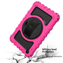 For Samsung Galaxy Tab A 8.0 2019 T290 / T295 360 Degree Rotation PC + Silicone Shockproof Combination Case with Holder & Hand Grip Strap & Neck Strap(Hot Pink)