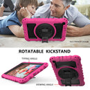 For Samsung Galaxy Tab A 8.0 2019 T290 / T295 360 Degree Rotation PC + Silicone Shockproof Combination Case with Holder & Hand Grip Strap & Neck Strap(Hot Pink)